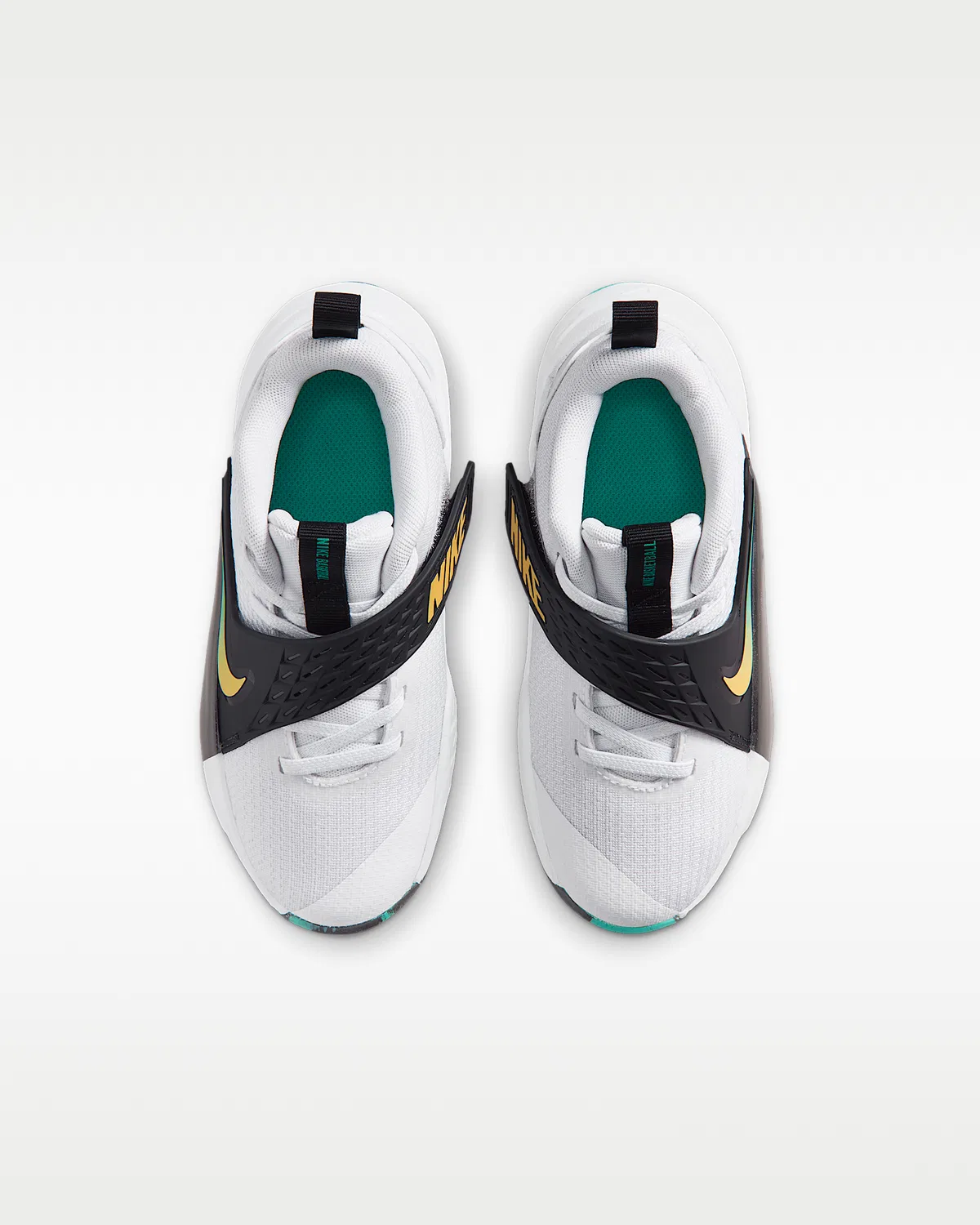 Детские кроссовки Nike Team Hustle D 12, White/Black/Clear Emerald/Topaz Gold — фото 4