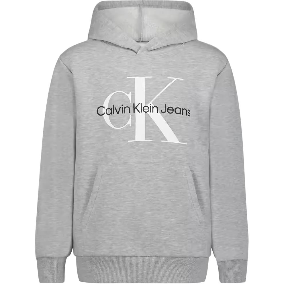 

Детская толстовка с капюшоном средней плотности ткани Calvin Klein, серый