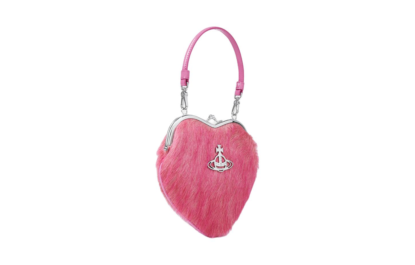 Сумка Vivienne Westwood в форме сердца из телячьей кожи, Розовый портативный кошелек для женщин — фото 3