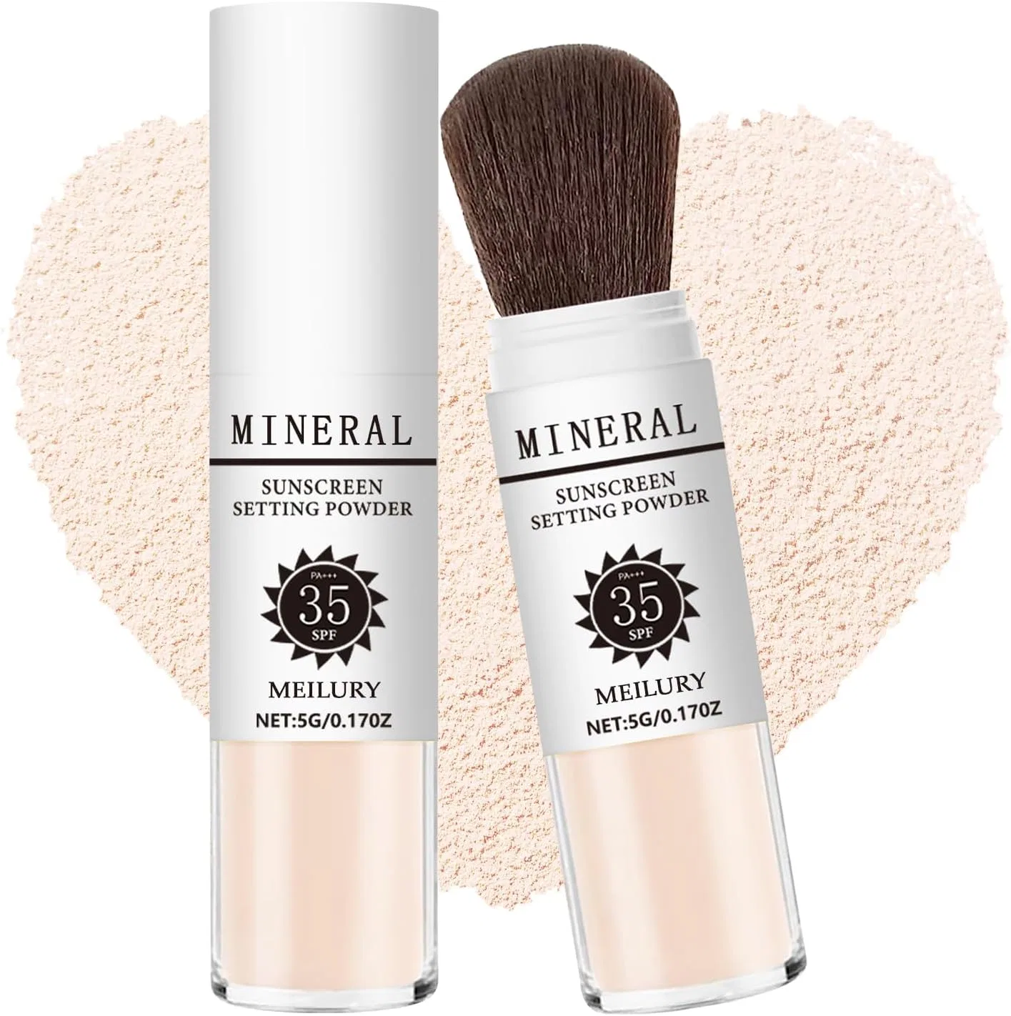 Пудра минеральная SPF 35 Meilury для лица и кожи головы, матирующая, прозрачная, 4.8 г