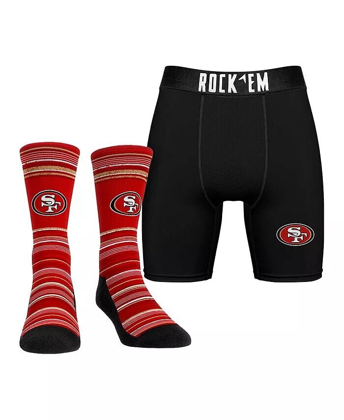 

Мужские носки-боксеры с логотипом San Francisco 49ers Primary Crew, комплект из 2 предметов Rock 'Em