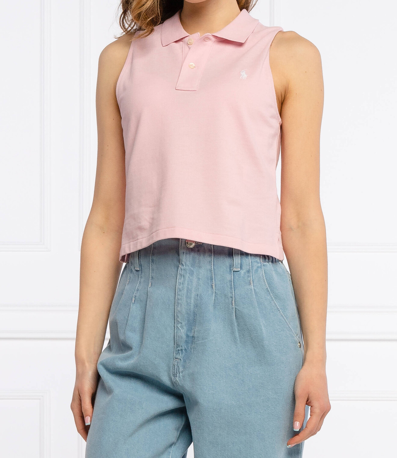 

Топ POLO RALPH LAUREN cropped fit pique, пудрово-розовый