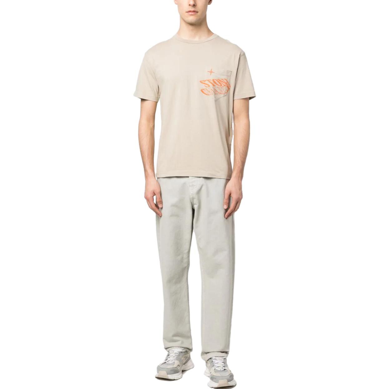 Футболка мужская Off White Stone Island, кремовый — фото 2