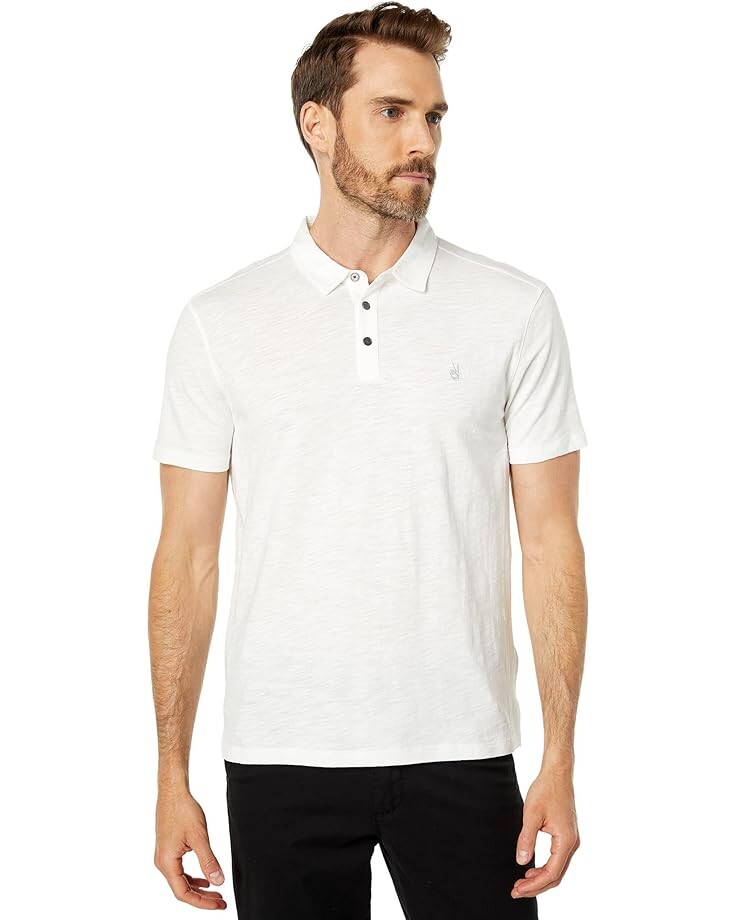 

Поло John Varvatos Victor Short Sleeve Slub Cotton w/ Peace Sign Embroidery K5787Y2, цвет Salt