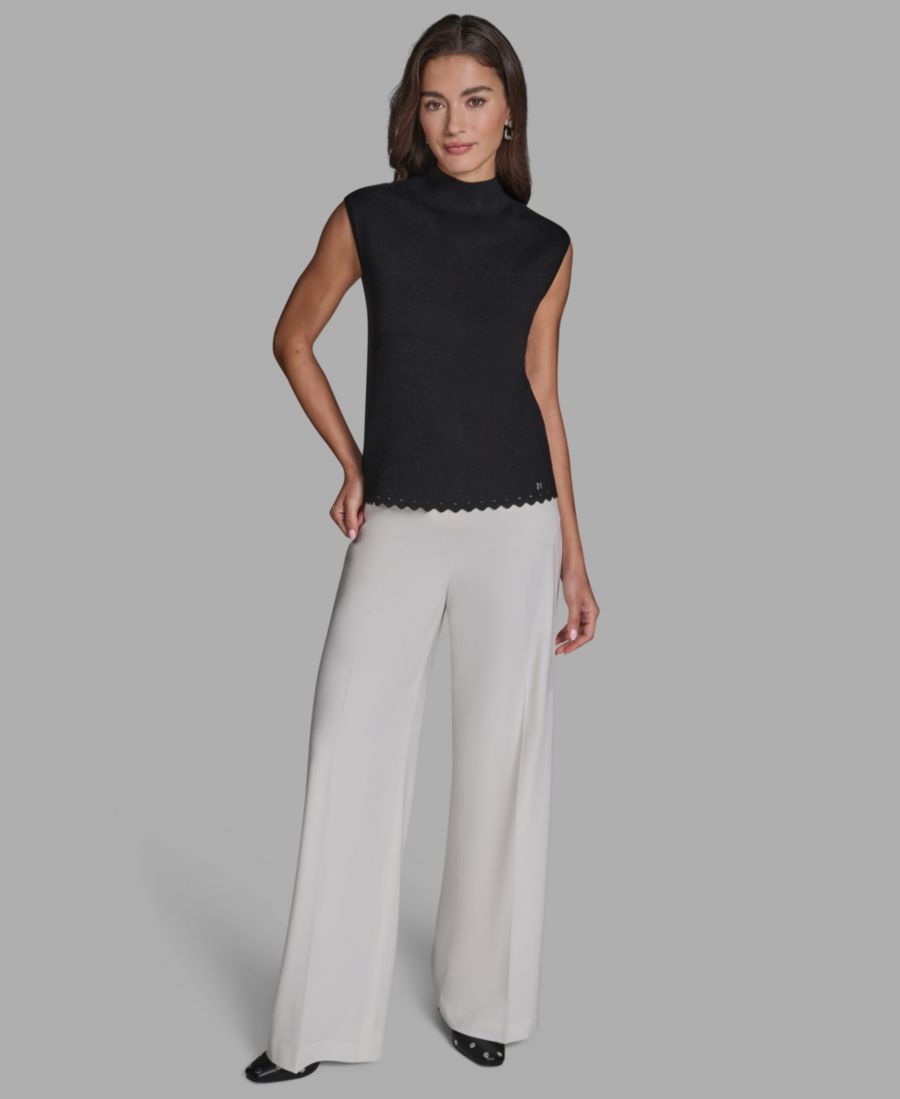 

Женская трикотажная блузка без рукавов с высоким воротником BCBG, Black