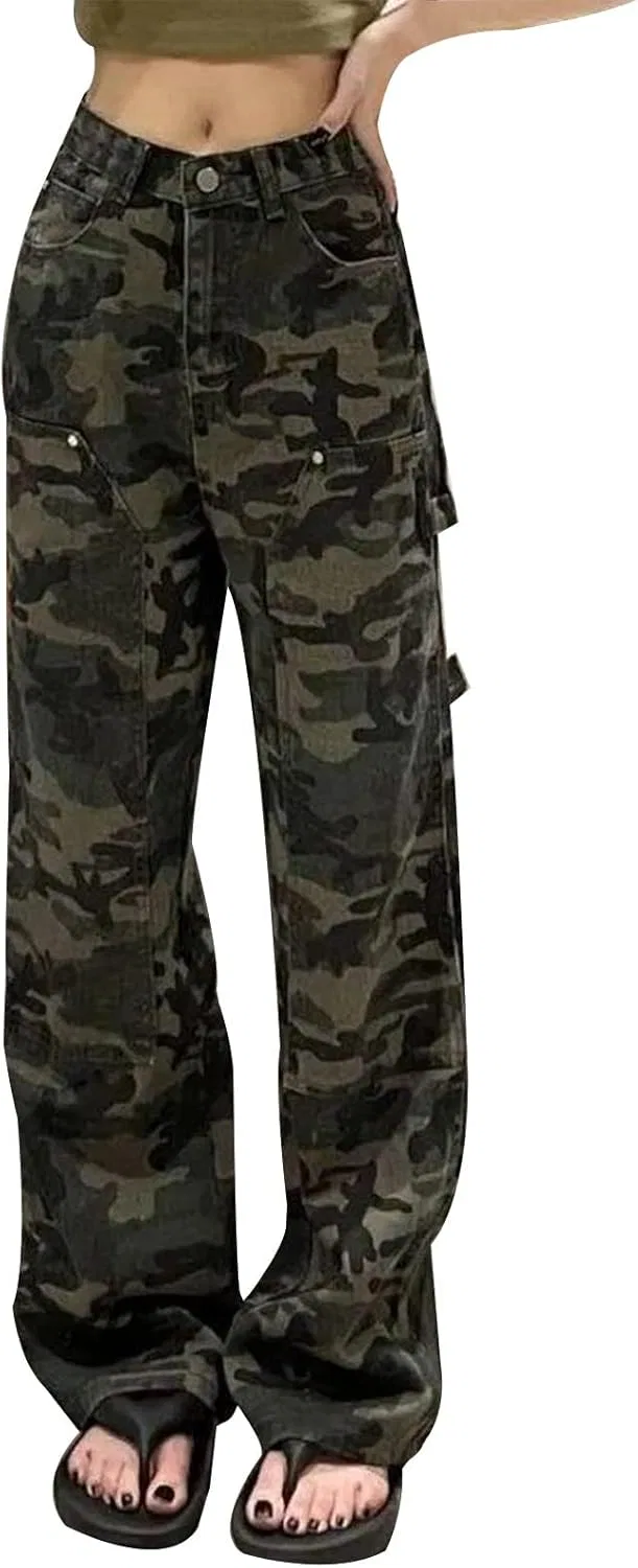 Джинсы свободные с принтом, Camouflage