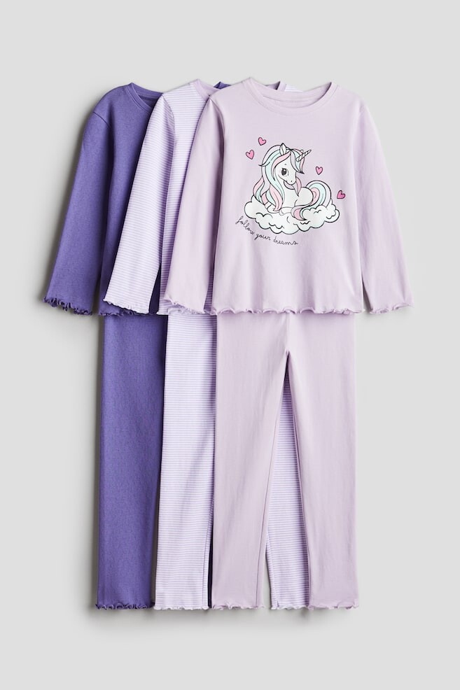 

Комплект из 3 хлопковых пижам H&M, фиолетовый