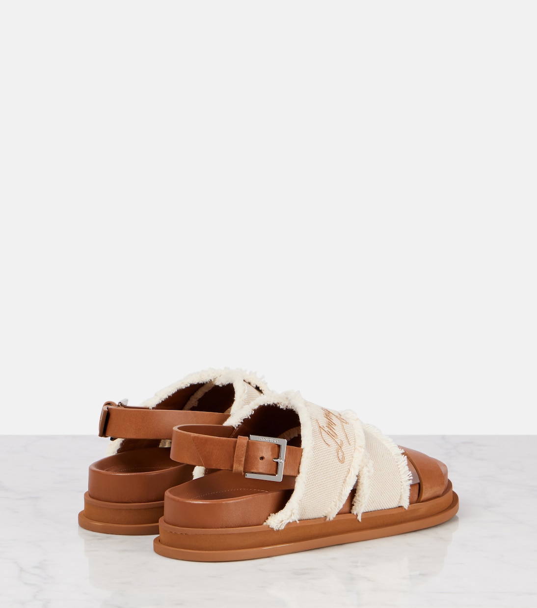 Сандалии Joa с вышивкой на холсте и кожаными вставками Jimmy Choo, Tan/Natural — фото 2