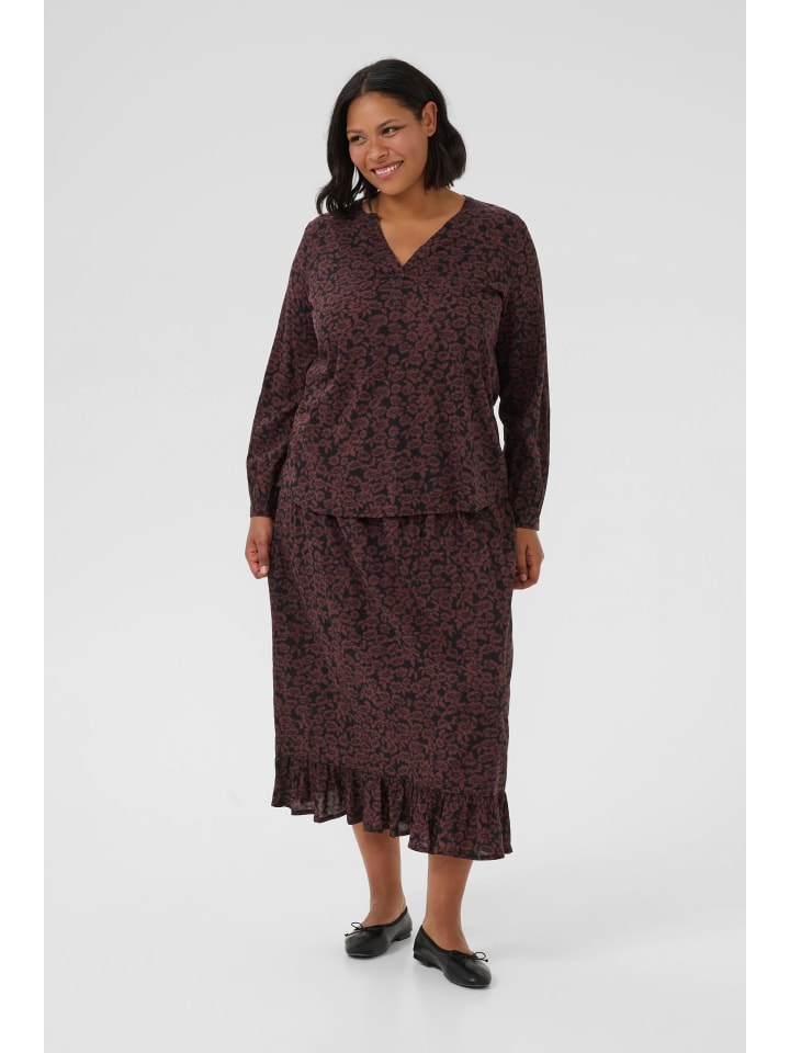 

KAFFE curve Блузка с длинными рукавами KCbella, стандартный крой, цвет Fudge/Black Flower Print