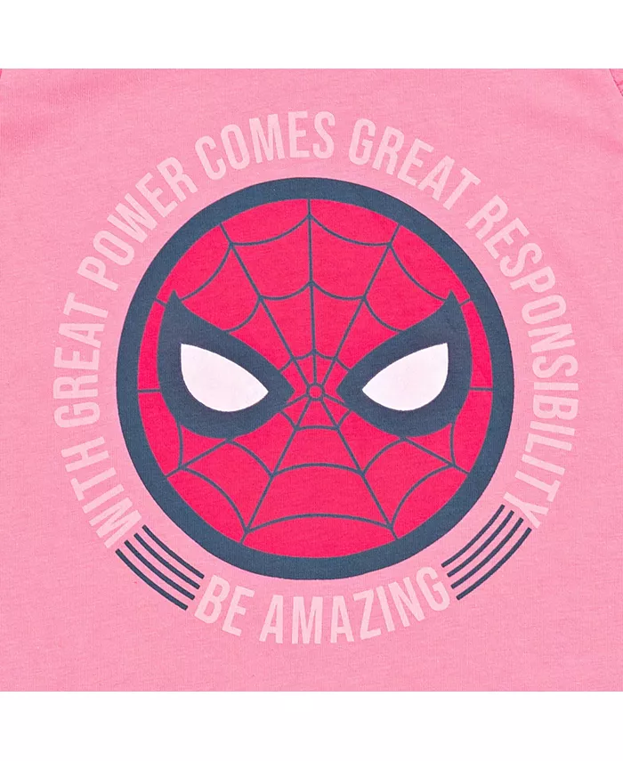 Детский комплект для девочек: майка с изображением SPIDERMAN "Spidey and His Amazing Friends" и шорты из мягкого френч-терри с дельфином Spider-Man, розовый — фото 3
