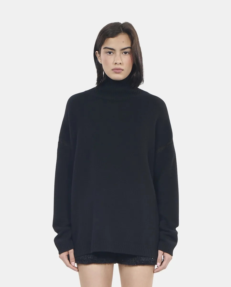 

Женский кашемировый джемпер с воротником-стойкой The Kooples, черный