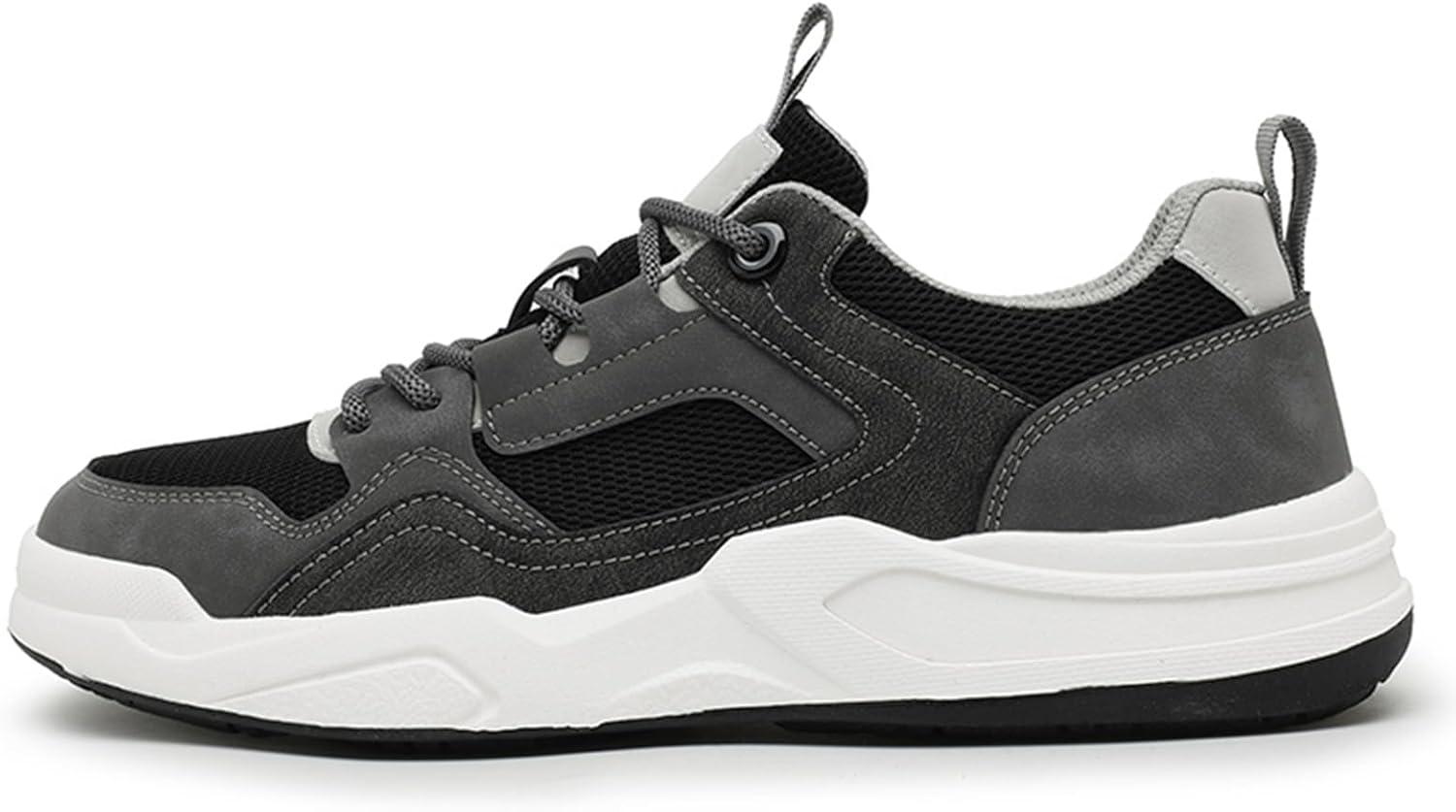 

Мужские кроссовки Netehadi с верхом из кожи и дышащей сетки, средний высокий, на шнуровке, с платформой, повседневные, легкие, с нескользящей подошвой, с круглым носком, для вождения, прогулок, бега и тренировок в теннисе, черный/серый