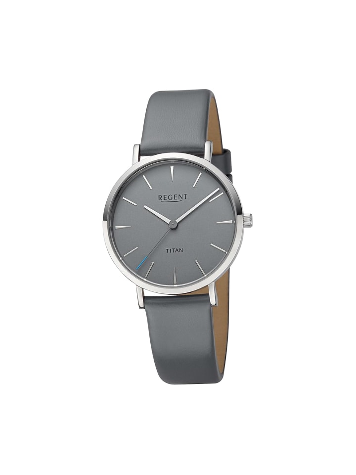 

Аналоговые наручные часы Regent, темно-серые, средний размер (примерно 36 мм), кожаный ремешок
