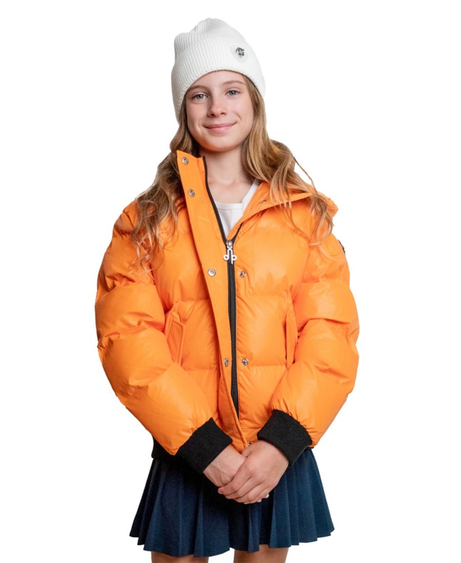 

Детская зимняя куртка-бомбер унисекс с изображением синицы Woodpecker, Orange diamond