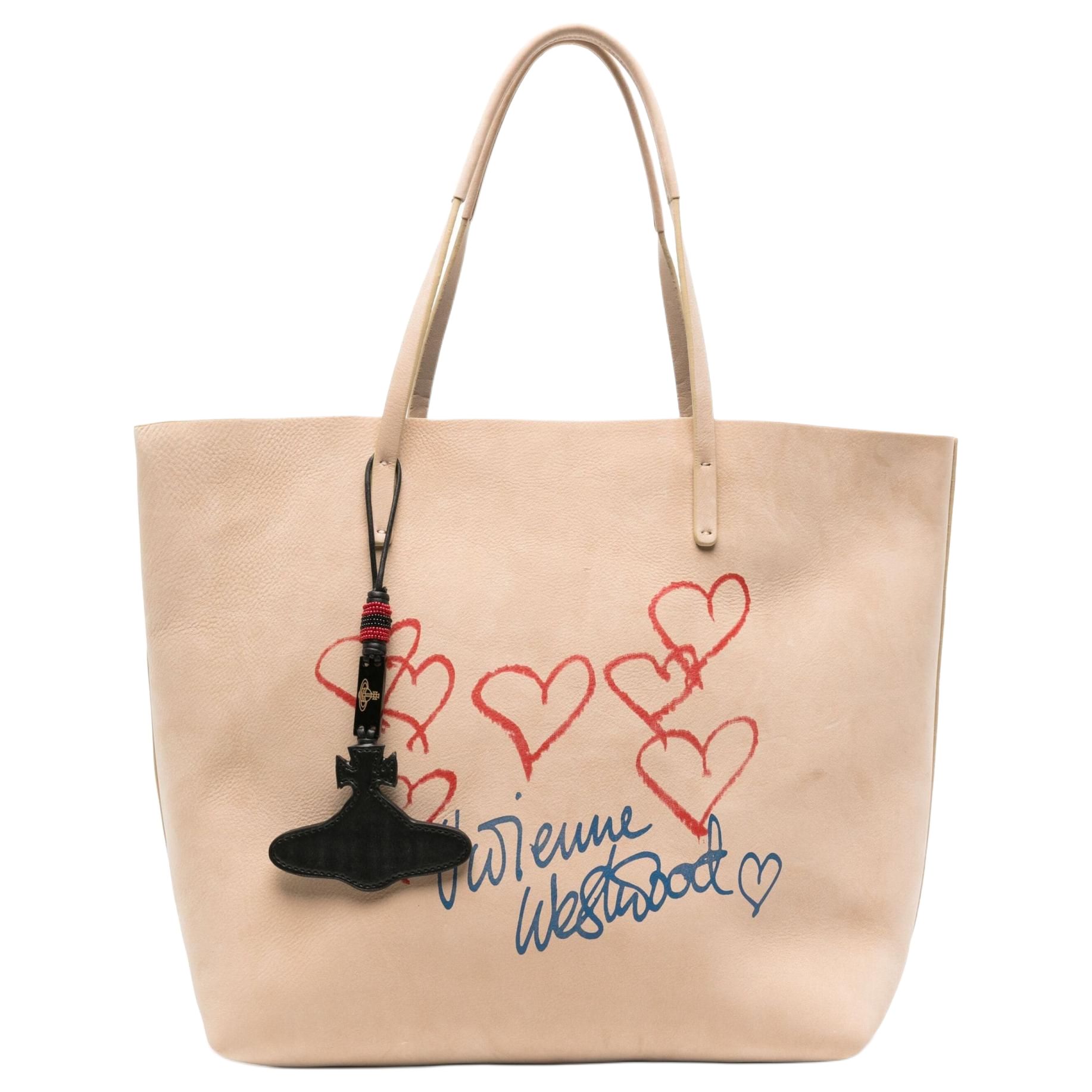 

Студийная кожаная сумка-тоут, шоппер, женская сумка через плечо Almond Beige Vivienne Westwood, basic set (bag+dust bag)