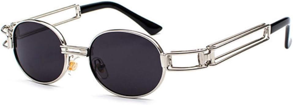 

Модные круглые солнцезащитные очки для женщин и мужчин в винтажном стиле с металлической оправой и в стиле стимпанк, солнцезащитные очки для мужчин с защитой от УФ-излучения UV400 TYUVIVO, Silver-black