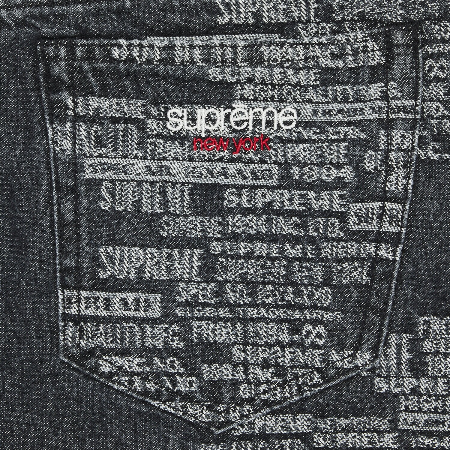Жаккардовые мешковатые джинсы Supreme торговой марки Washed Black — фото 3
