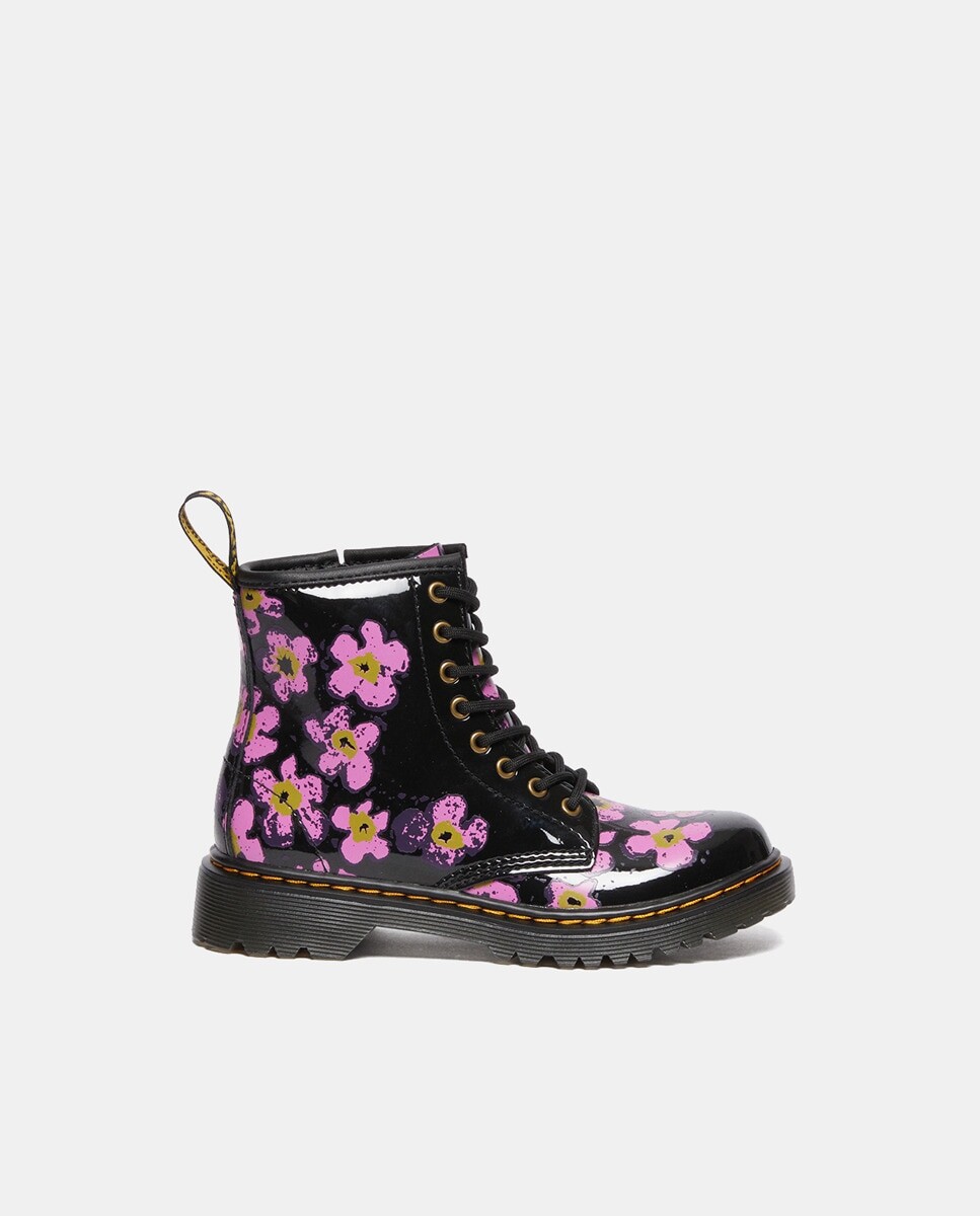 

Сапоги для девочек 1460 Floral из лакированной кожи Dr. Martens, черный