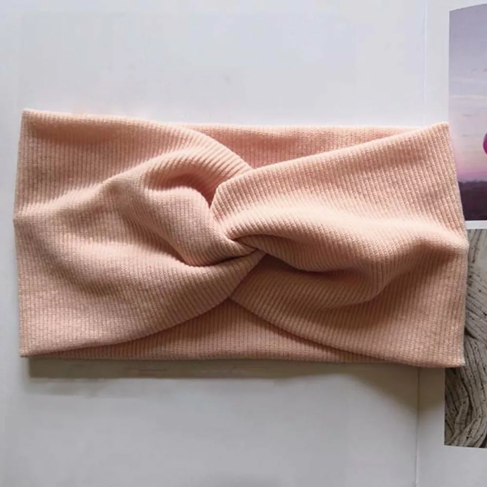 Ребристая повязка на голову для женщин, широкая Miniministore, Light pink