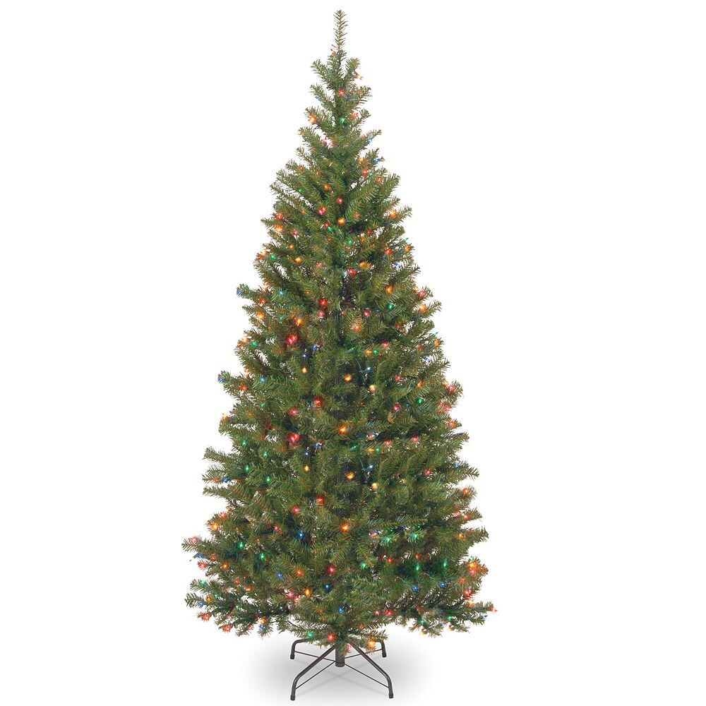 

National Tree Company Искусственная рождественская елка из осины высотой 7,5 футов с разноцветными огнями, зеленый