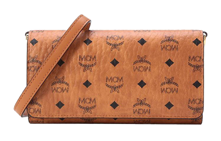 

MCM Оригинальный кожаный кросс-боди Visetos унисекс коричневый и коньячный
