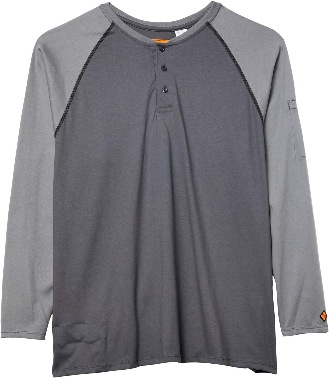 

Топ Wrangler Big & Tall Flame-Resistant Long Sleeve Baseball Henley, серый