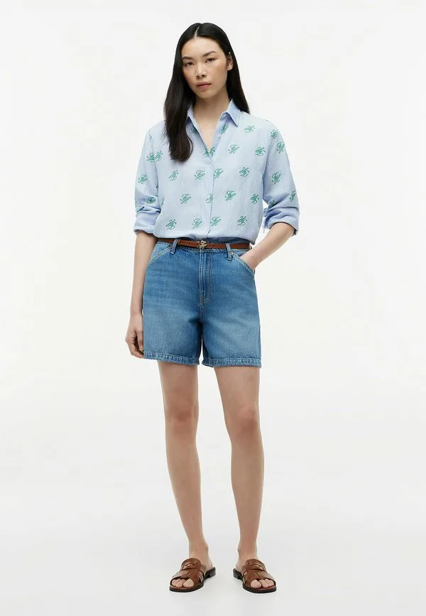 Блузка с вышитым логотипом и пуговицами Tommy Hilfiger, Script Ithaca Blue Spell — фото 2