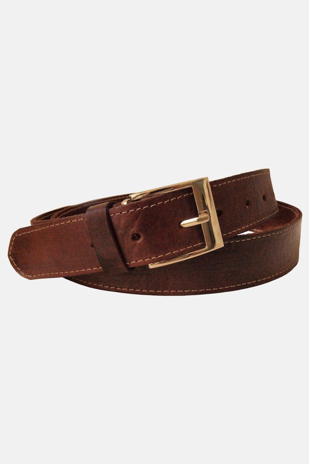 

Коричневый прошитый ремень из натуральной кожи Berber Leather, коричневый
