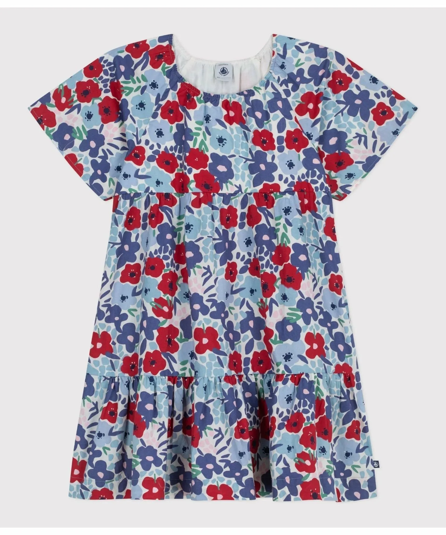 Платье с цветочным принтом PETIT BATEAU, Off-white/multicolor — фото 4