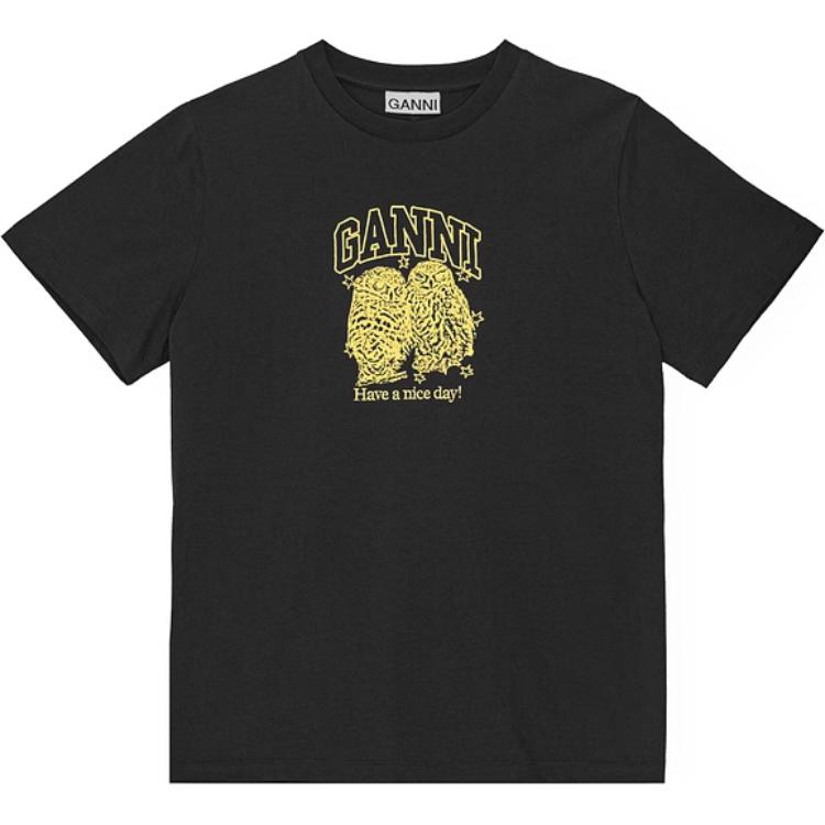 

Футболка Jersey Owls GANNI, Phantom Black