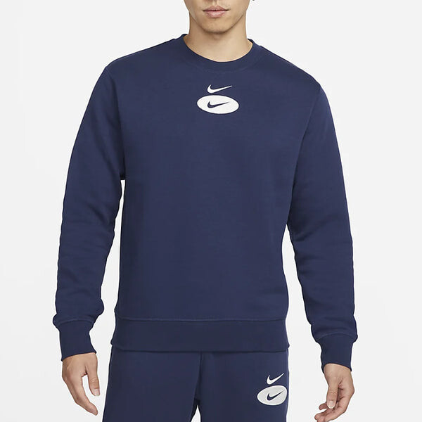Толстовка Nike League As Sportswear Sl Bb Crew 'Navy White', белый — фото 4