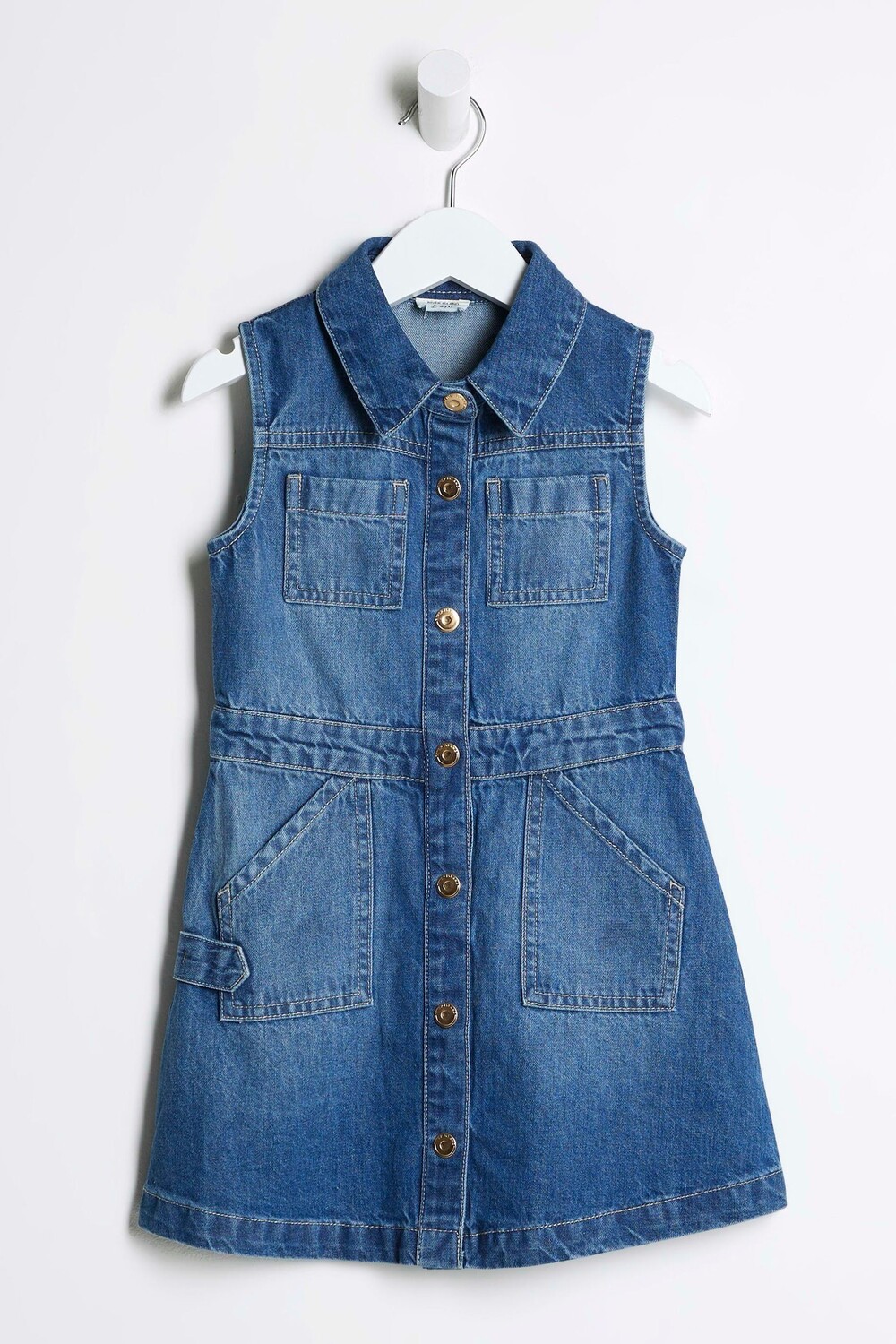 

Платье сарафан для девочек из 100% хлопкового денима River Island, синий