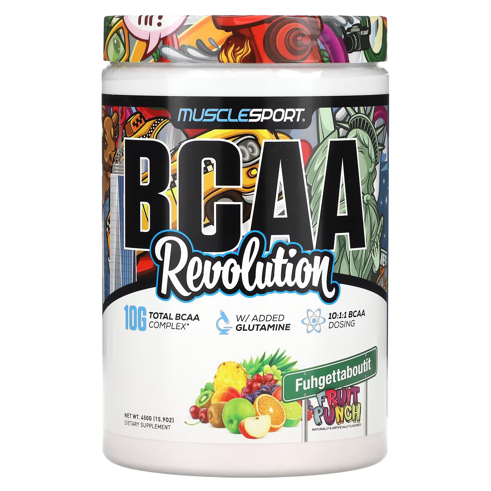 

BCAA, Revolution, фруктовый пунш, 15,9 унции (450 г) Musclesport