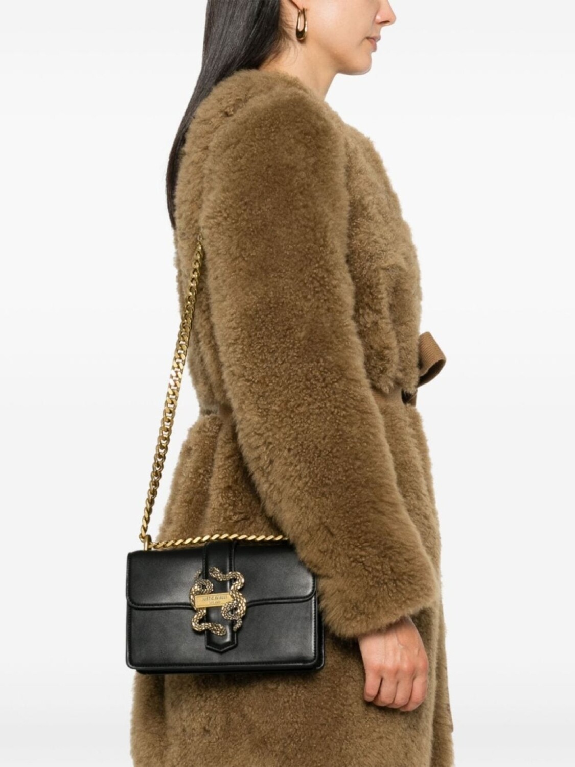 

Сумка через плечо Just Cavalli с металлическим принтом под змею, черный