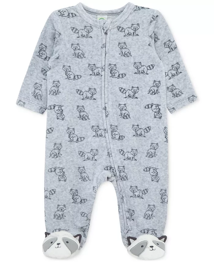 

Детский комбинезон с принтом енота для мальчиков Little Me, серый