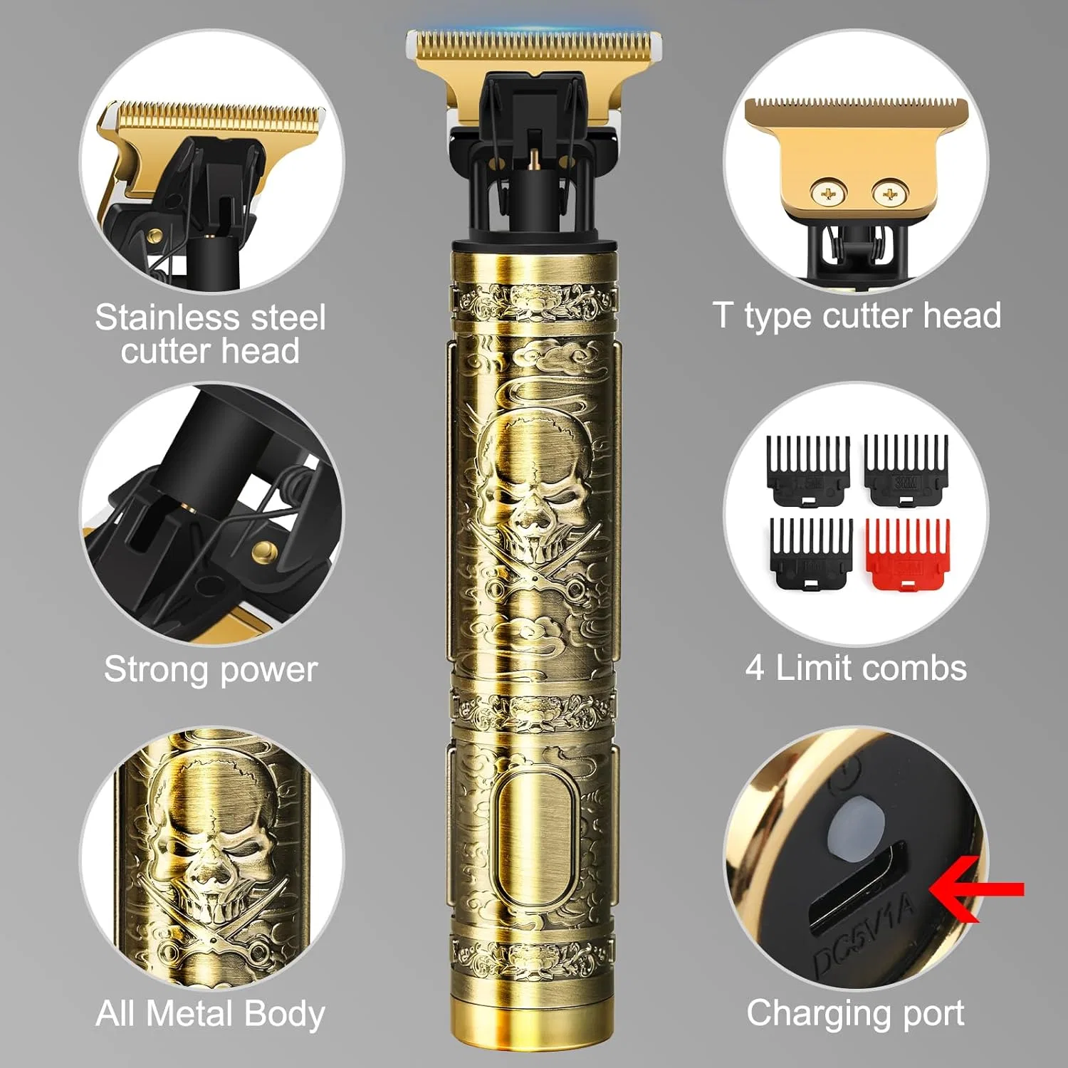 Мужской триммер для волос и бороды с USB-C зарядкой Auruza, 2-Gold — фото 2