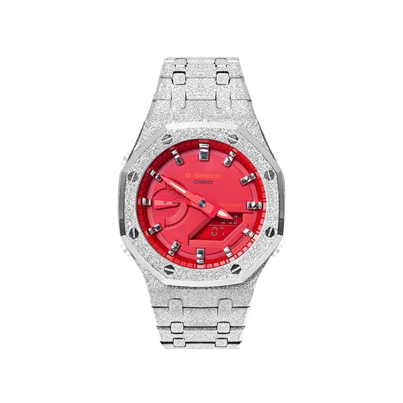 

CASIO Часы Men Liquid Crystal/Analog Dual Display Series Red Watch, Red Silver Wave Scale-Full Cream Silver