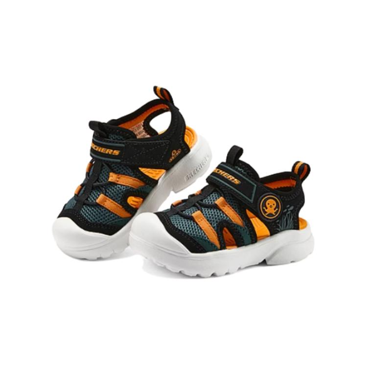 Детские туфли Skechers для малышей, черно-оранжевые — фото 3