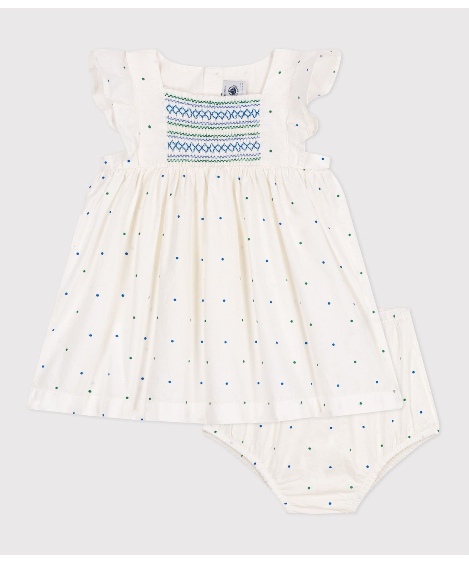 Платье с оборками и панталоны в комплекте PETIT BATEAU, Off-white/multicolor — фото 2