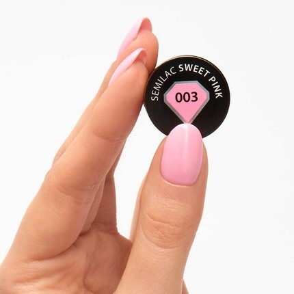 УФ-лак для ногтей Sweet Pink 003 7 мл - красочный и стойкий лак для интенсивных ногтей, Semilac — фото 3