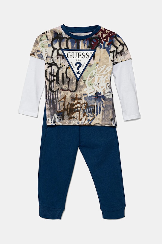 

Детский хлопковый спортивный костюм Guess, синий