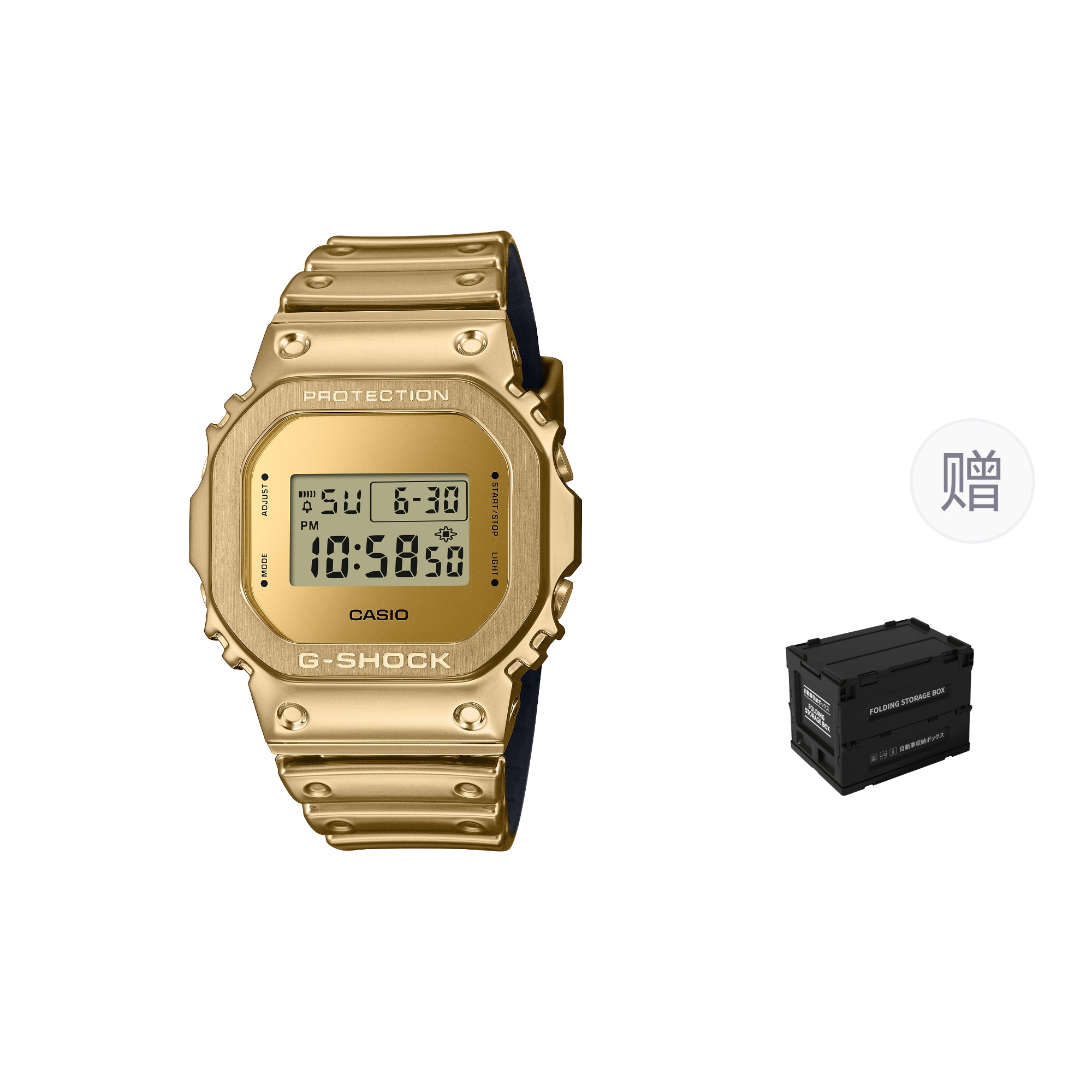 

CASIO Часы G STEEL Series G SHOCK Quartz Movement Resin Strap Watch Unisex Gold Dial, GM-5600YMG-9PR+Camping Box