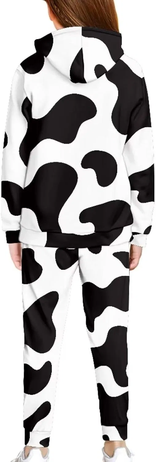 Детский спортивный костюм с капюшоном doginthehole, 2 предмета, Cute Cow Pattern — фото 3