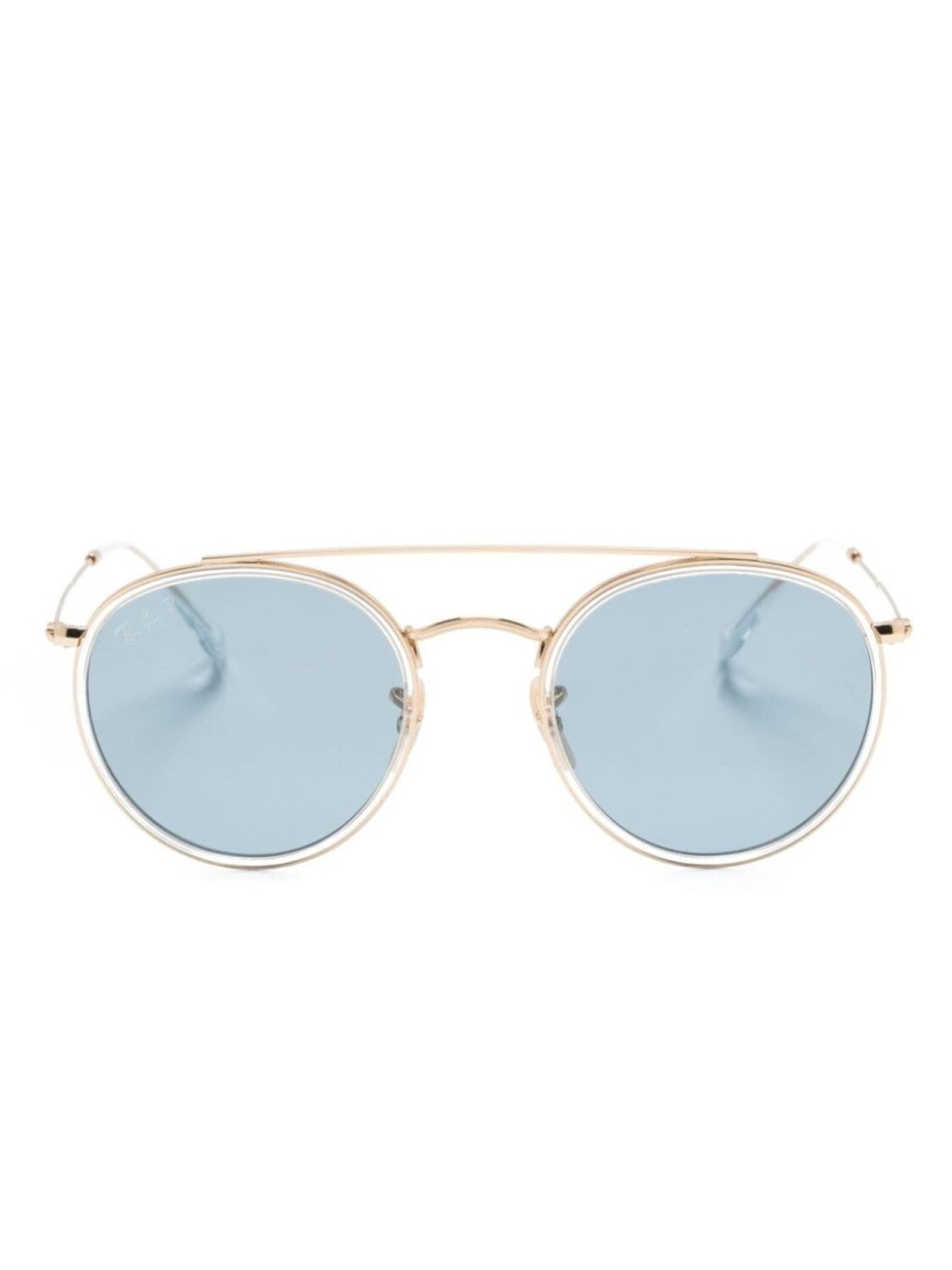 

Ray-Ban солнцезащитные очки Round Double Bridge, золотистый