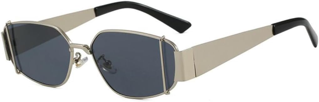 

Сексуальные женские металлические солнцезащитные очки неправильной формы для женщин и мужчин, винтажные очки в стиле панк с защитой от УФ-излучения UV400 HHZZYVY, Silver Black