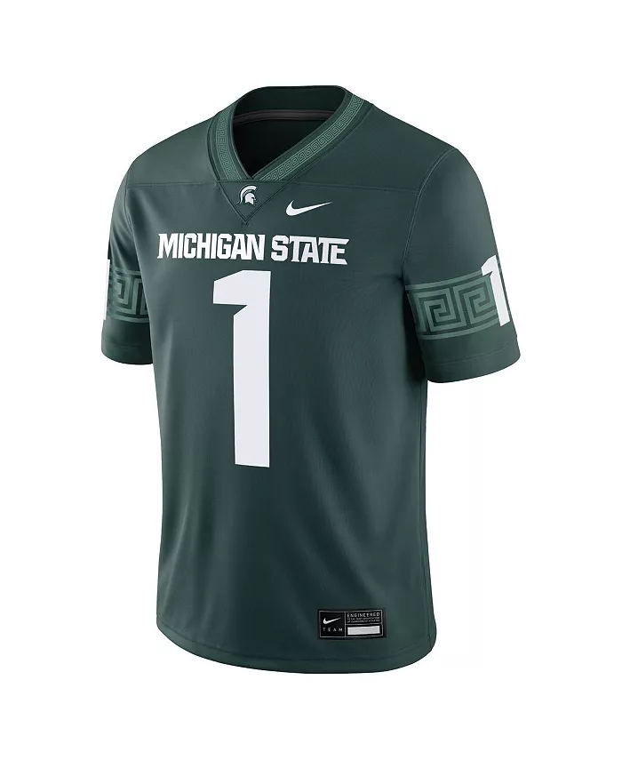 Мужская игровая футболка Michigan State Spartans №1 зеленого цвета Nike — фото 2