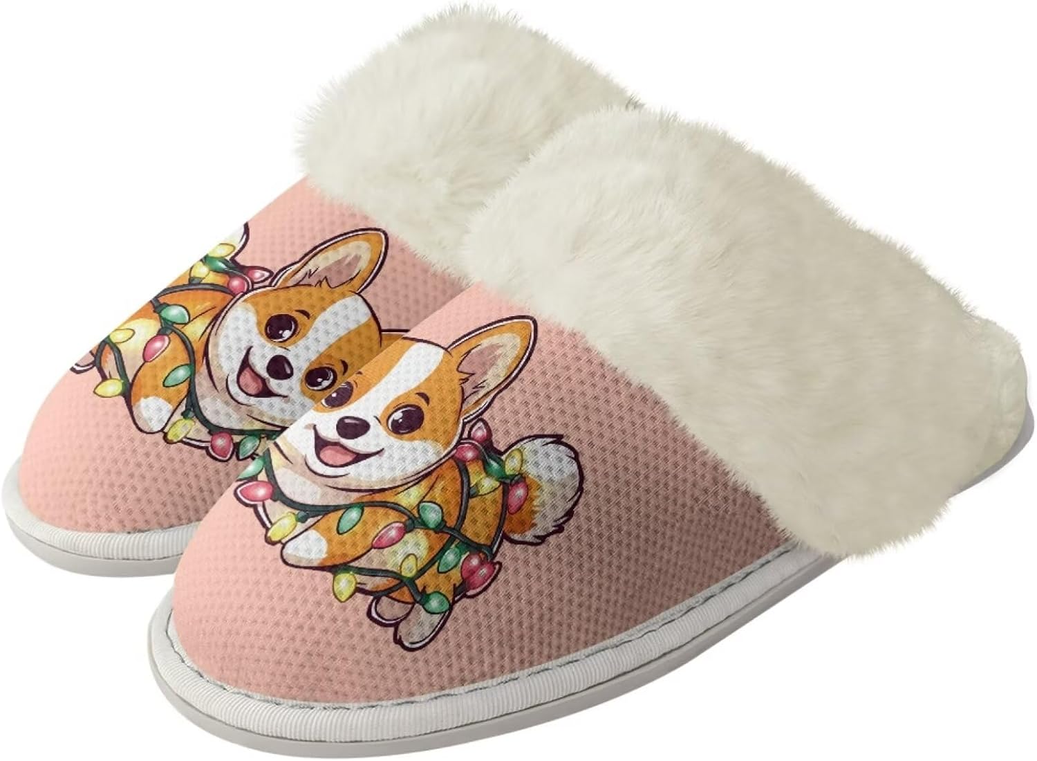 

Женские и мужские хлопковые тапочки, зимние мягкие пушистые тапочки, плюшевые тапочки, удобные теплые тапочки с меховой отделкой для дома Jiquruby, Cute Corgi