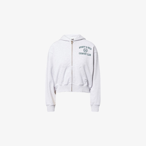 

Худи укороченный Sporty & Rich Varsity Crest с нашивкой, серый
