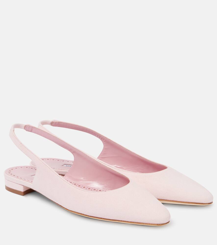 Sawra 10 замшевые балетки на ремешке Manolo Blahnik, 6804 Lpink
