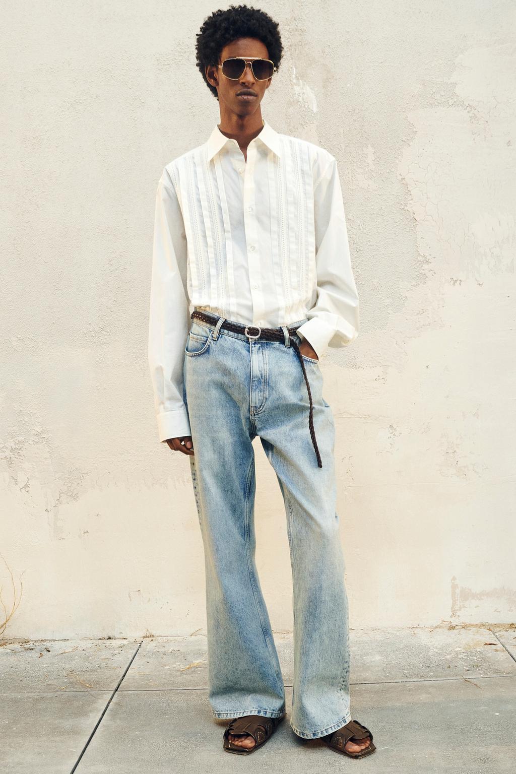 

Рубашка с защипами ZARA, белый